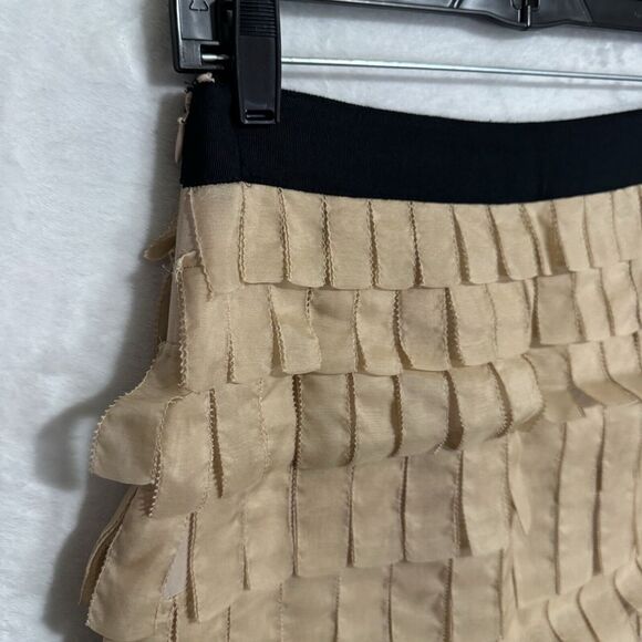J.Crew Collection Tiered Silk‎ Brique Mini Skirt Size 4 Black Tan Whimsy Preppy - Picture 14 of 15